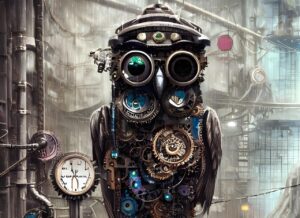 owl, nature, steampunk, art, ai art, bird