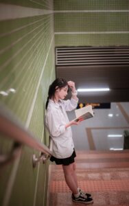 girl, student, model, stairs, book, reading, fashion, beautiful, pose, vietnamese, cat linh, ha dong, vietnam, student, student, student, student, student